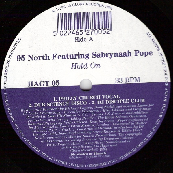95 North Featuring Sabrynaah Pope - Hold On | Hype & Glory Records (HAGT 05) - main