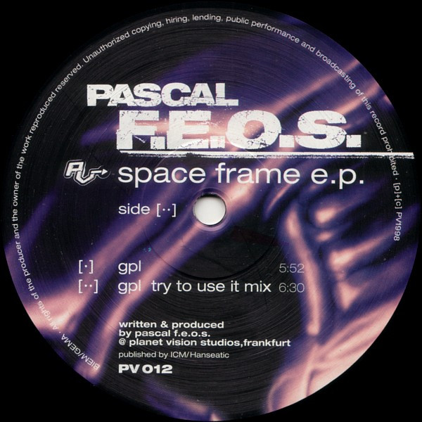 Pascal F.E.O.S. - Space Frame E.P. | PV (PV 012) - 2