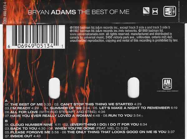 Bryan Adams - The Best Of Me | A&M Records (069 490 513-4) - 2