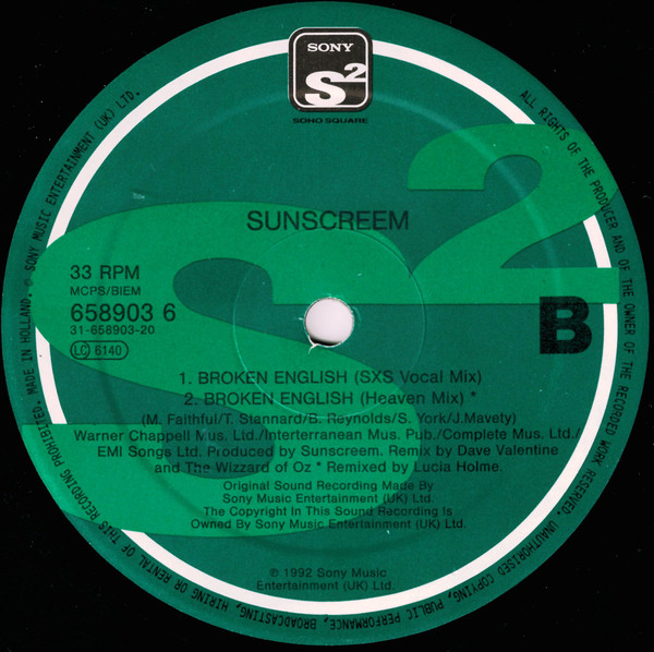 Sunscreem - Broken English | Sony Soho Square (658903 6) - 4