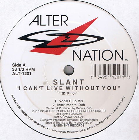 Slant - I Can't Live Without You / Movin & Groovin | Alter-Nation Records (ALT-1201) - main