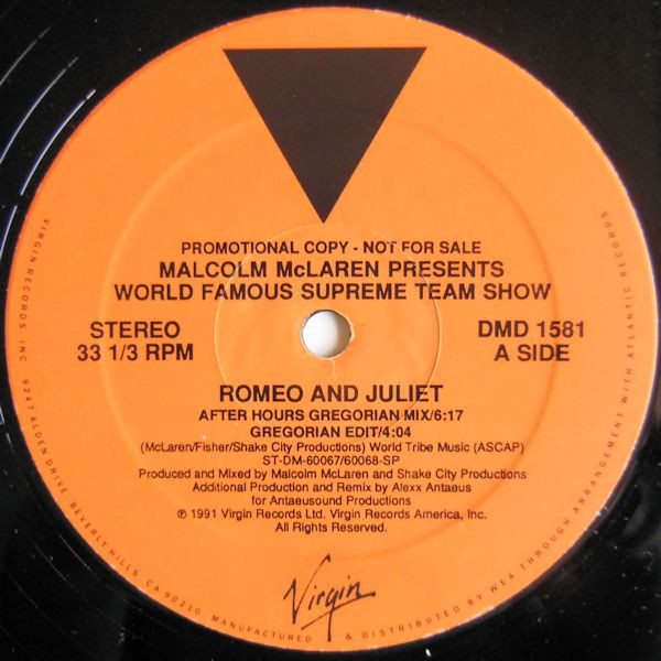 Malcolm McLaren Presents World Famous Supreme Team Show - Romeo And Juliet | Virgin Records America, Inc. (DMD 1581) - 2 Malcolm McLaren Presents World Famous Supreme Team Show - Romeo And Juliet | Virgin Records America, Inc. (DMD 1581) - 2