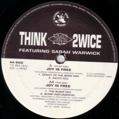 Think 2wice Featuring Sarah Warwick - Joy Is Free | Internal Bass (12 IB4) - main