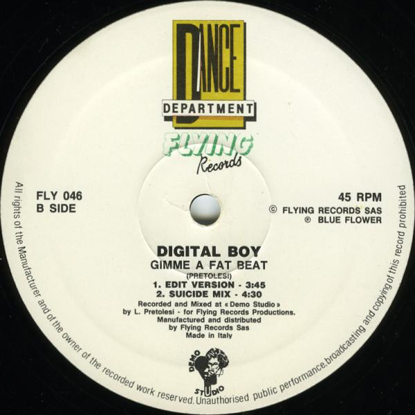 Digital Boy - Gimme A Fat Beat | Flying Records (FLY 046) - 4