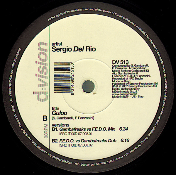Sergio Del Rio - Guloo | D:vision Records (DV 513) - 4 Sergio Del Rio - Guloo | D:vision Records (DV 513) - 4