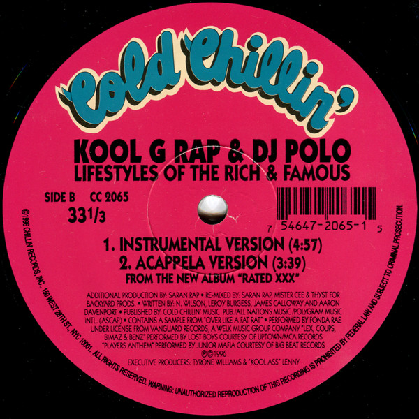 Kool G Rap & D.J. Polo - Lifestyles Of The Rich & Famous | Cold Chillin' (CC 2065) - 3 Kool G Rap & D.J. Polo - Lifestyles Of The Rich & Famous | Cold Chillin' (CC 2065) - 3