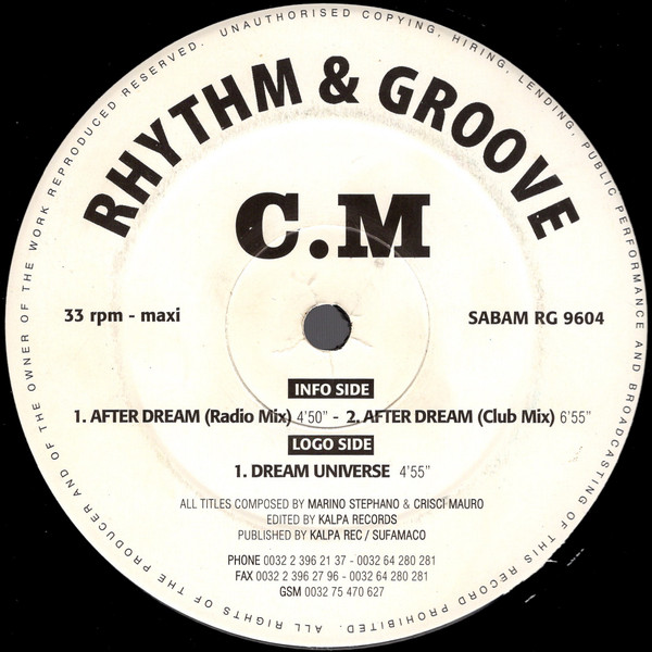 C.M - After Dream / Dream Universe | Rhythm And Groove Records (RG 9604) - main C.M - After Dream / Dream Universe | Rhythm And Groove Records (RG 9604) - main