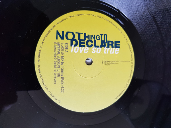 Nothing To Declare - Love So True | Crossover Records (CROSS 009) - 3 Nothing To Declare - Love So True | Crossover Records (CROSS 009) - 3