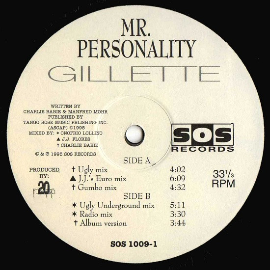 Gillette - Mr. Personality | SOS Records (SOS 1009-1) - 2 Gillette - Mr. Personality | SOS Records (SOS 1009-1) - 2