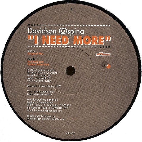 Davidson Ospina - I Need More | Spina Records (spina-02)