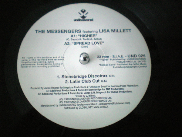 The Messengers Featuring Lisa Millett - Higher / Spread Love | Undiscovered (UND 026) - 3 The Messengers Featuring Lisa Millett - Higher / Spread Love | Undiscovered (UND 026) - 3