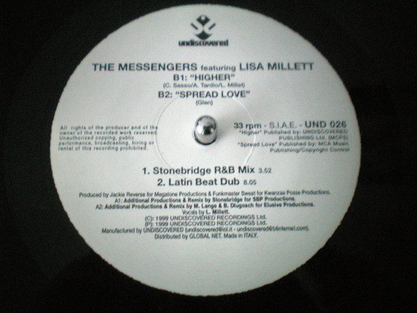 The Messengers Featuring Lisa Millett - Higher / Spread Love | Undiscovered (UND 026) - 2 The Messengers Featuring Lisa Millett - Higher / Spread Love | Undiscovered (UND 026) - 2