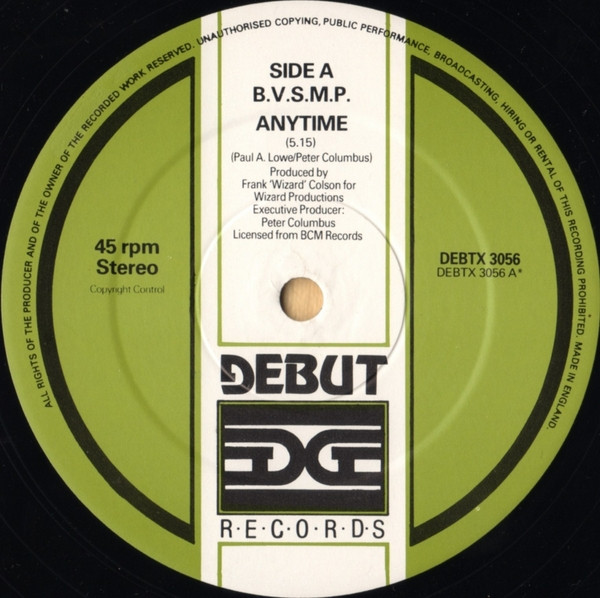 B.V.S.M.P. - Anytime | Debut Edge Records (DEBTX 3056) - 3