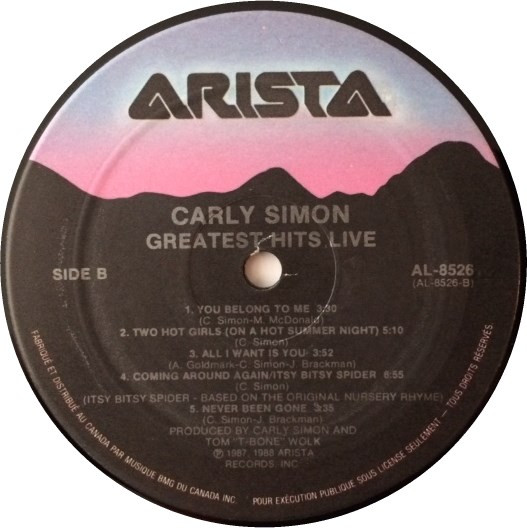 Carly Simon - Greatest Hits Live | Arista (AL-8526) - 4 Carly Simon - Greatest Hits Live | Arista (AL-8526) - 4