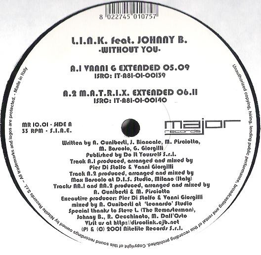L.I.N.K. Feat. Johnny B. - Without You | Major Records (MR 10.01) - main L.I.N.K. Feat. Johnny B. - Without You | Major Records (MR 10.01) - main
