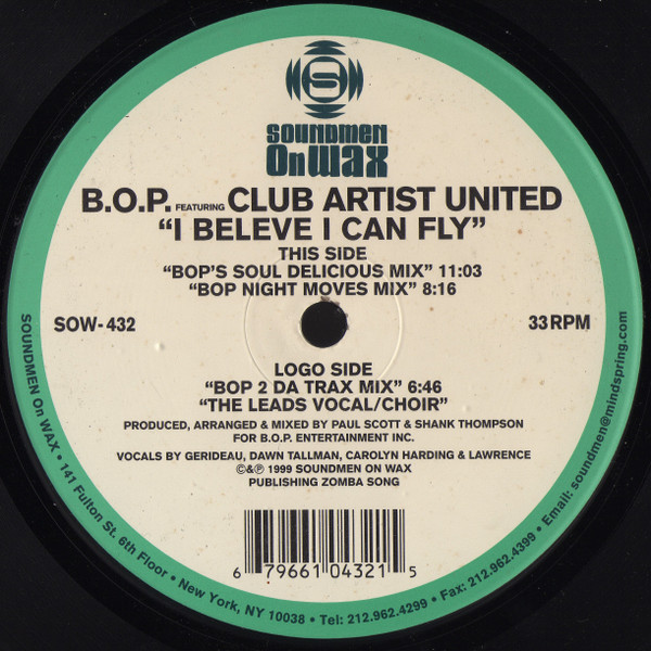 B.O.P. Featuring Club Artists United - I Believe I Can Fly | Soundmen On Wax (SOW 432) - main B.O.P. Featuring Club Artists United - I Believe I Can Fly | Soundmen On Wax (SOW 432) - main