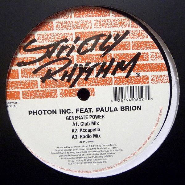 Photon Inc. Feat. Paula Brion - Generate Power | Strictly Rhythm (SR1251R) - main Photon Inc. Feat. Paula Brion - Generate Power | Strictly Rhythm (SR1251R) - main