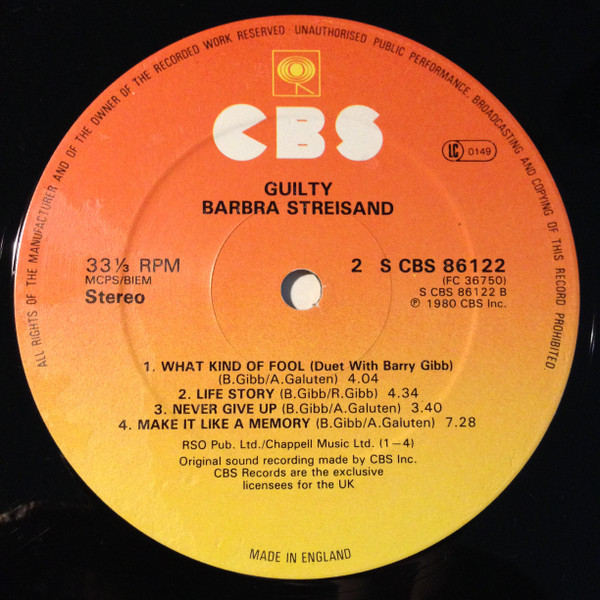 Streisand - Guilty | CBS (CBS 86122) - 4 Streisand - Guilty | CBS (CBS 86122) - 4