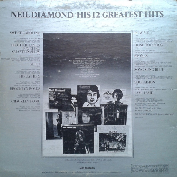 Neil Diamond - His 12 Greatest Hits | MCA Records (MCA-2106) - 2 Neil Diamond - His 12 Greatest Hits | MCA Records (MCA-2106) - 2
