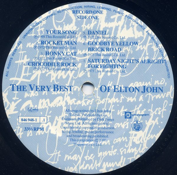 Elton John - The Very Best Of Elton John | The Rocket Record Company (846 947-1) - 3 Elton John - The Very Best Of Elton John | The Rocket Record Company (846 947-1) - 3