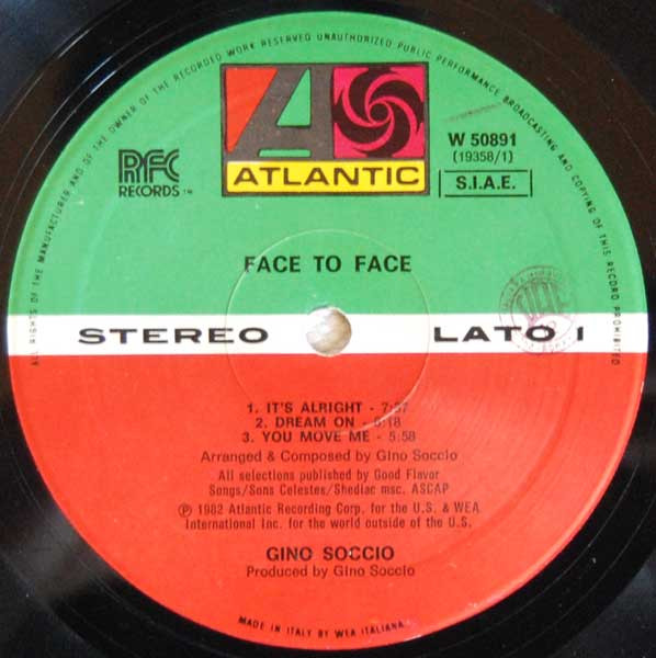Gino Soccio - Face To Face | Atlantic (W 50891) - 3 Gino Soccio - Face To Face | Atlantic (W 50891) - 3