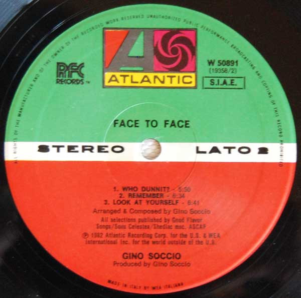 Gino Soccio - Face To Face | Atlantic (W 50891) - 4 Gino Soccio - Face To Face | Atlantic (W 50891) - 4