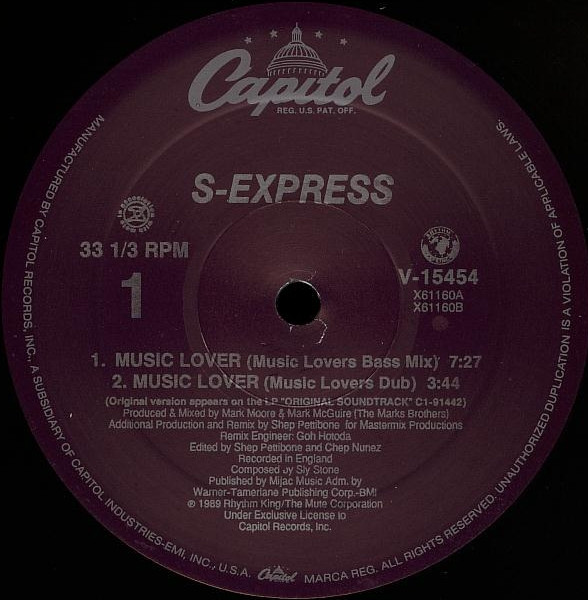 S'Express - Music Lover | Capitol Records (V-15454) - 3 S'Express - Music Lover | Capitol Records (V-15454) - 3