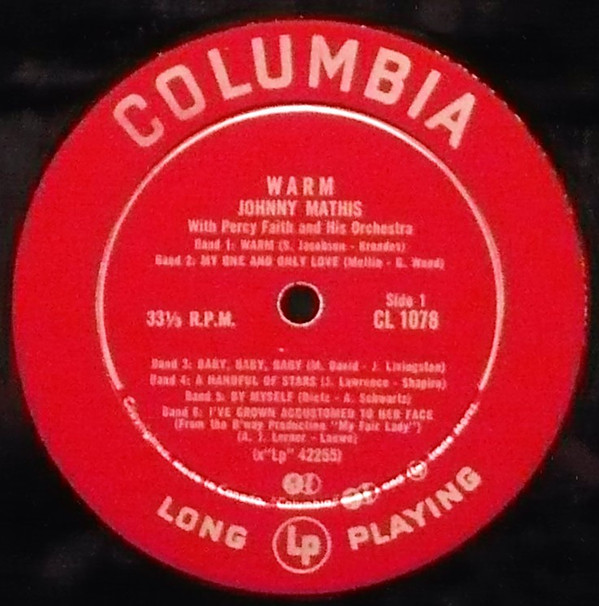Johnny Mathis With Percy Faith And His Orchestra - Warm | Columbia (CL 1078) - 2 Johnny Mathis With Percy Faith And His Orchestra - Warm | Columbia (CL 1078) - 2