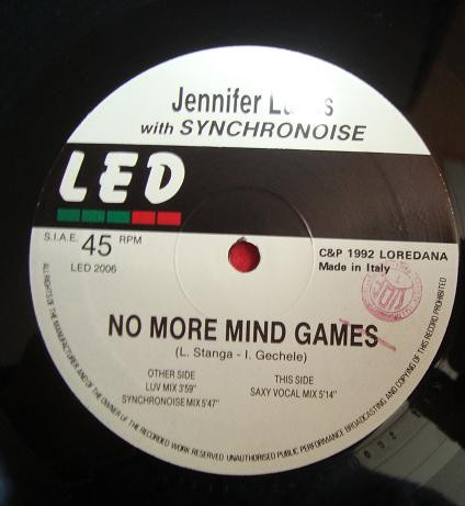 Jennifer Lukas With Synchronoise - No More Mind Games | LED Records (LED 2006) - 2