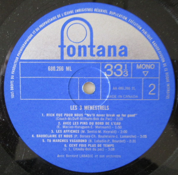 Les 3 Ménestrels - Les 3 Ménestrels | Fontana (680.266 ML) - 4 Les 3 Ménestrels - Les 3 Ménestrels | Fontana (680.266 ML) - 4