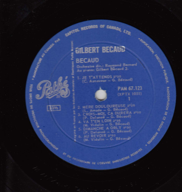 Gilbert Bécaud - Becaud | Pathé (PAM 67.123) - 3