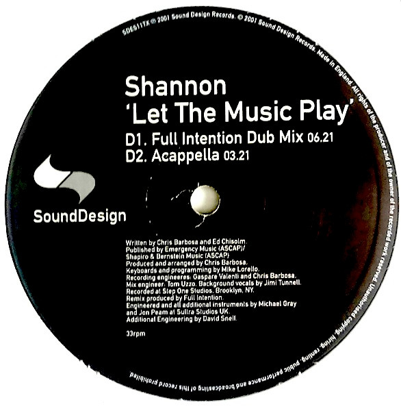 Shannon - Let The Music Play | Sound Design (SDES 11TX) - 2