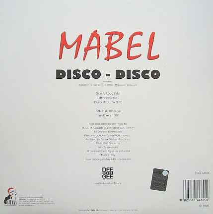 Mabel - Disco Disco | Dee And Gee Records (DAG 44690) - 2 Mabel - Disco Disco | Dee And Gee Records (DAG 44690) - 2