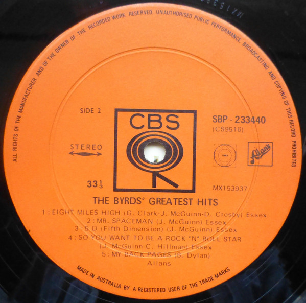 The Byrds - Greatest Hits | CBS (SBP 233440) - 4 The Byrds - Greatest Hits | CBS (SBP 233440) - 4