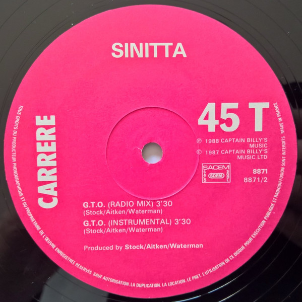 Sinitta - GTO | Carrere (8871) - 6