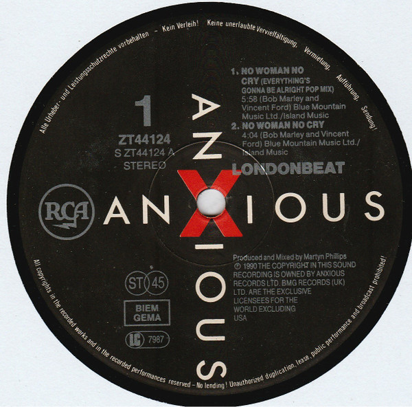 Londonbeat - No Woman No Cry | RCA (ZT 44124) - 3 Londonbeat - No Woman No Cry | RCA (ZT 44124) - 3
