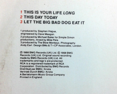 The Blow Monkeys - This Is Your Life Long | RCA (PT 42150) - 5 The Blow Monkeys - This Is Your Life Long | RCA (PT 42150) - 5