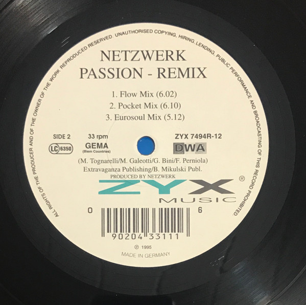 Netzwerk - Passion - Remix | ZYX Music (ZYX 7494R-12) - 2