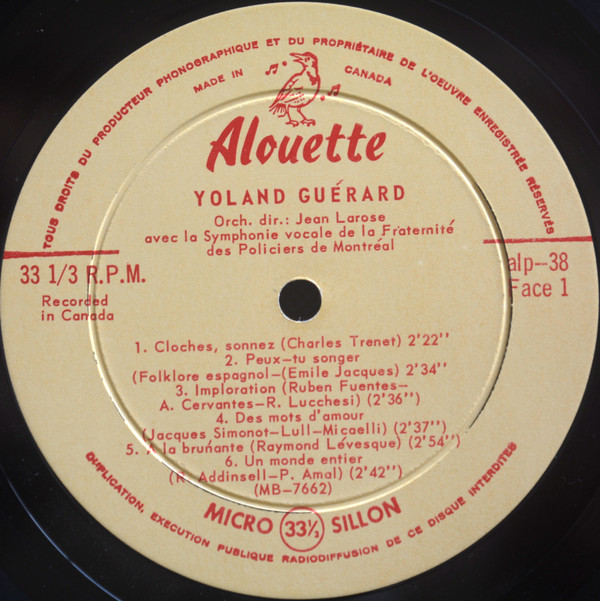 Yoland Guérard - Peux Tu Songer | Alouette (ALP 38) - 3 Yoland Guérard - Peux Tu Songer | Alouette (ALP 38) - 3