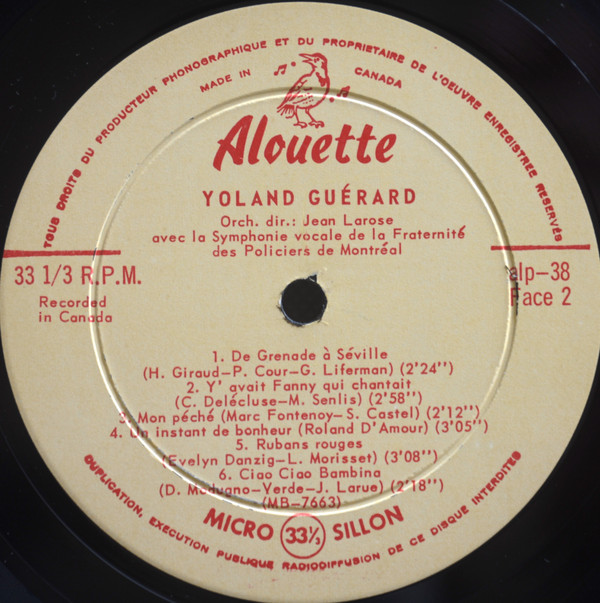 Yoland Guérard - Peux Tu Songer | Alouette (ALP 38) - 4 Yoland Guérard - Peux Tu Songer | Alouette (ALP 38) - 4