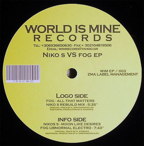 Niko S vs. Fog - Niko S vs Fog EP | World Is Mine Records (WIM EP / 003) - main