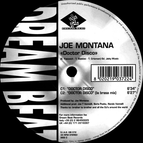Joe Montana - Doctor Disco / Junkie Chase | Dream Beat (DB 073) - 3 Joe Montana - Doctor Disco / Junkie Chase | Dream Beat (DB 073) - 3