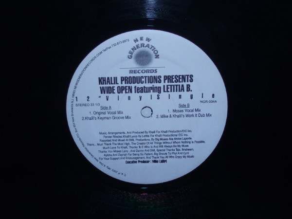 Khalil Productions Featuring Letitia B. - Wide Open | New Generation Records (NGR-034) - main Khalil Productions Featuring Letitia B. - Wide Open | New Generation Records (NGR-034) - main