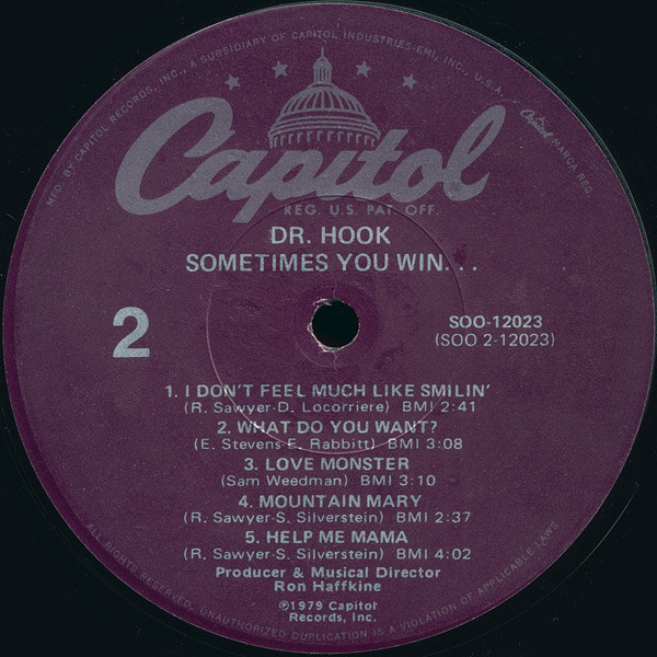 Dr. Hook - Sometimes You Win | Capitol Records (SOO-12023) - 4