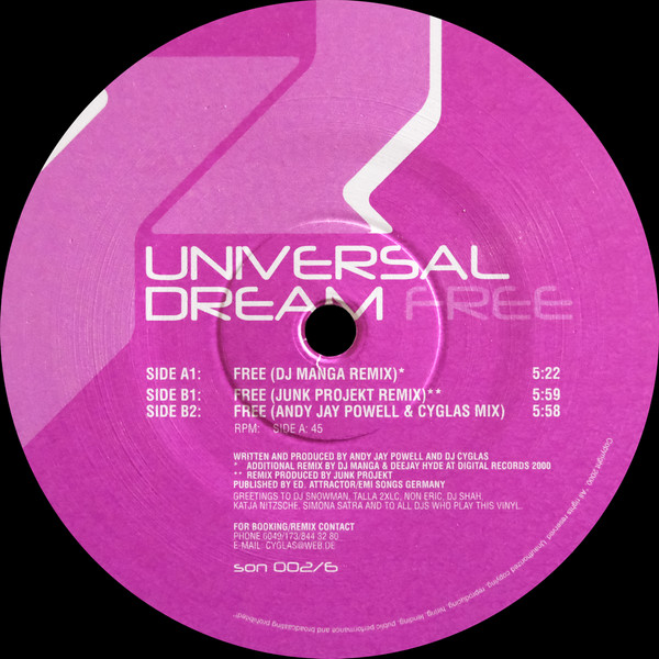 Universal Dream - Free | Sonar Records (son 002/6) - main