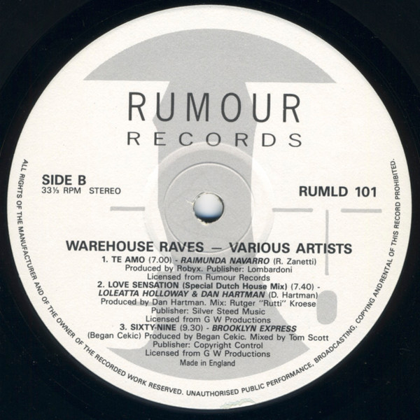 Various - Warehouse Raves | Rumour Records (RUMLD 101) - 3 Various - Warehouse Raves | Rumour Records (RUMLD 101) - 3