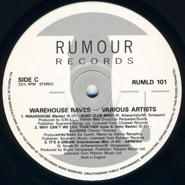 Various - Warehouse Raves | Rumour Records (RUMLD 101) - 4 Various - Warehouse Raves | Rumour Records (RUMLD 101) - 4