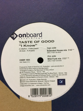 Taste Of Good - I Know | Onboard Recordings (ONBR 1003) - main