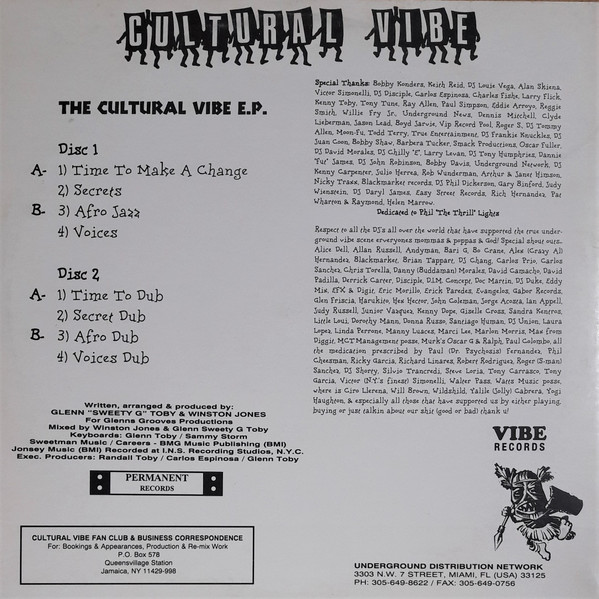 Cultural Vibe Featuring Glenn "Sweety G" Toby - The Cultural Vibe E.P. | Vibe (VIBE 18) - 2