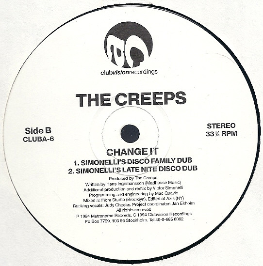 The Creeps - Change It | Clubvision Recordings (Cluba-6) - 4